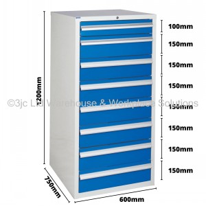 Euroslide Storage Cabinet 8 Drawer 1200mm Type 2